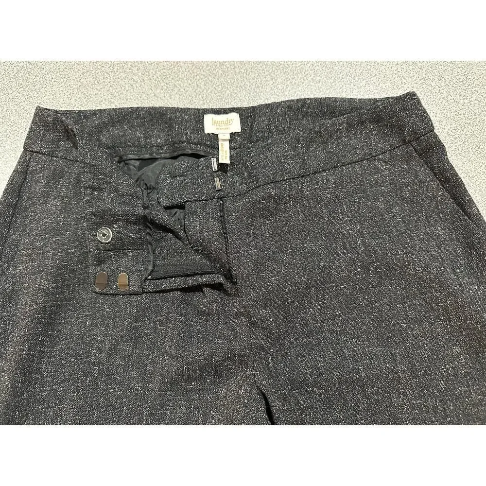 Laundry by Shelli‎ Segal Sz 8 Wide Leg Dark Gray Trouser Pants Slacks Heathered